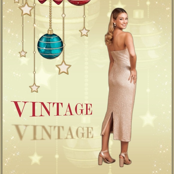 Patra Dresses & Skirts - SOLD VINTAGE Glamorous Gold Knit Bandeau Tube Dress Vintage Size 6p